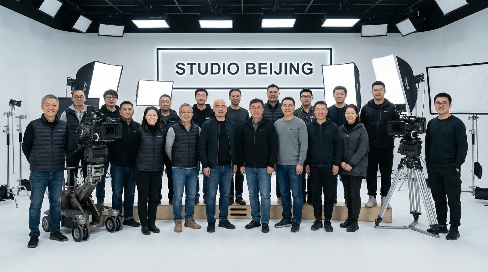 黄色仓库专业影视制作团队合影